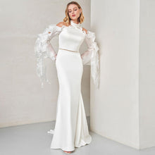 Load image into Gallery viewer, Bride White Ruffle High Collar Wedding Gown