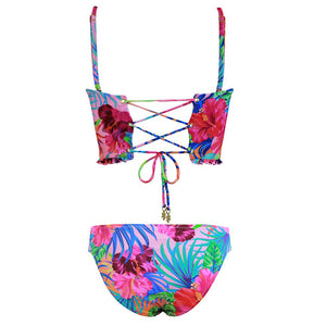 High Waist Swimwear New Leaf Print Bikini