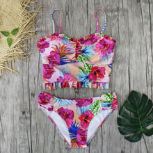 Load image into Gallery viewer, High Waist Swimwear New Leaf Print Bikini
