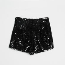 Load image into Gallery viewer, Sequin Shorts High Waist O-Ring Zip Front Bodycon