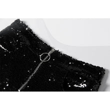 Load image into Gallery viewer, Sequin Shorts High Waist O-Ring Zip Front Bodycon