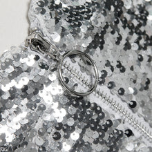 Load image into Gallery viewer, Sequin Shorts High Waist O-Ring Zip Front Bodycon