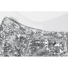 Load image into Gallery viewer, Sequin Shorts High Waist O-Ring Zip Front Bodycon