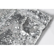 Load image into Gallery viewer, Sequin Shorts High Waist O-Ring Zip Front Bodycon