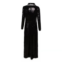 Load image into Gallery viewer, black sequins V-neck long-sleeved double-breasted
