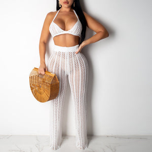 Summer Fishnet Knitted Two Piece Set