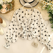 Load image into Gallery viewer, Romantic Heart Print Chiffon Blouse