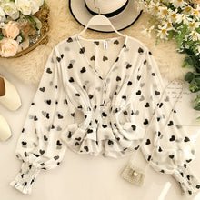 Load image into Gallery viewer, Romantic Heart Print Chiffon Blouse
