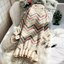 Load image into Gallery viewer, New Autumn and Winter Rainbow Striped Knit Dress