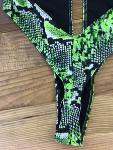 Cross Bandage Monokini Snake print One piece swimsuit