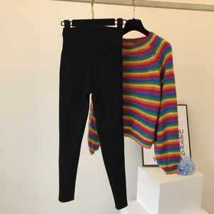 Black Jeans Autumn Winter Double-breasted Pants