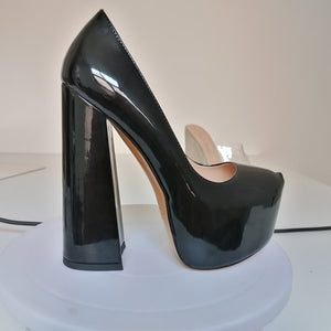 Round Toe Platform 15CM~16CM Chunky High Heels