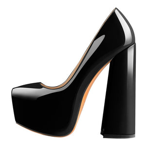 Round Toe Platform 15CM~16CM Chunky High Heels