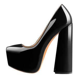 Round Toe Platform 15CM~16CM Chunky High Heels