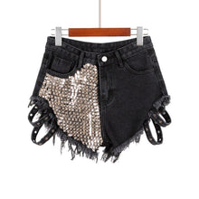 Load image into Gallery viewer, Rivet Denim Shorts hollow out