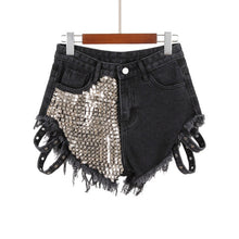 Load image into Gallery viewer, Rivet Denim Shorts hollow out