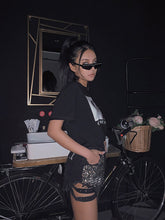 Load image into Gallery viewer, Rivet Denim Shorts hollow out