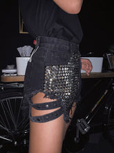 Load image into Gallery viewer, Rivet Denim Shorts hollow out