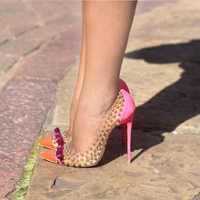 Load image into Gallery viewer, Pink Suede Heels Bowtie High Heel Shoes