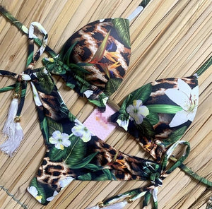 Tassel leaves print  swimsuit