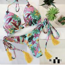 Load image into Gallery viewer, Tassel leaves print  swimsuit