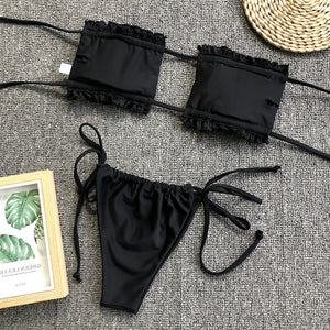 Pleated Bandeau Swimsuit