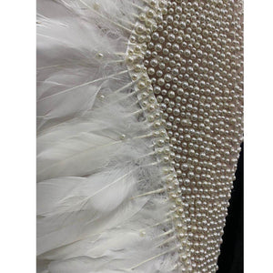 Elegant White Feather Mesh See Through