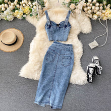 Load image into Gallery viewer, Jeans Vest+Skirts Sets