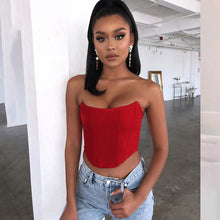 Load image into Gallery viewer, Velvet Fashion Sexy Corset Crop Top