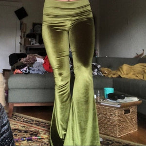 Velvet Bell Bottoms  Trousers Hippie Boho Wear Tight High Rise