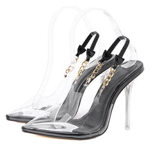 Load image into Gallery viewer, Transparent Pumps  Sexy Pointed Toe Chain Design Crystal Heel