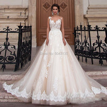Load image into Gallery viewer, Transparent Scoop Champagne Wedding Dress