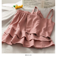 Load image into Gallery viewer, Two Pieces Back Smocked Spaghetti Crop Tops And Ruffle Mini Skirt