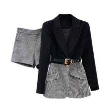 Load image into Gallery viewer, Sashes Blazer Wide Leg Shorts Casual Set