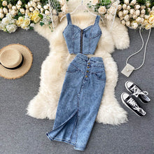 Load image into Gallery viewer, Jeans Vest+Skirts Sets