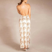 Load image into Gallery viewer, Print Slip Dress  Sexy Split V Neck Backless Long Dress