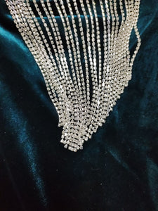 Sexy Backless Diamond Tassel Velvet Dress