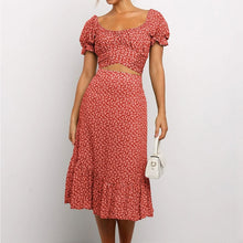 Load image into Gallery viewer, Vintage Ruffles Print Puff Sleeve