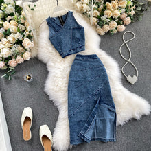 Load image into Gallery viewer, Straps TopsJean Skirt Suit