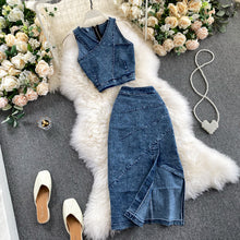 Load image into Gallery viewer, Straps TopsJean Skirt Suit