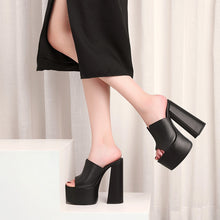 Load image into Gallery viewer, genuine leather sandals fashion brand thick high heel