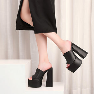 genuine leather sandals fashion brand thick high heel