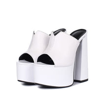 Load image into Gallery viewer, genuine leather sandals fashion brand thick high heel