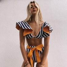 Load image into Gallery viewer, Push-Up Padded Bra Ruffles Bandage Bikini Set