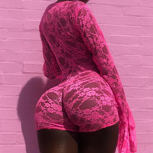 Sexy Fashion Rompers Pink Deep V Neck