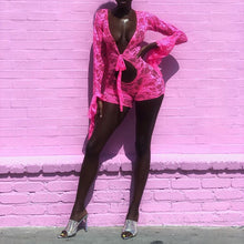 Load image into Gallery viewer, Sexy Fashion Rompers Pink Deep V Neck