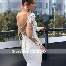 Load image into Gallery viewer, Long Sleeve Lace Mermaid Appliques Beaded Backless