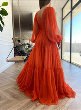 Load image into Gallery viewer, V-Neck Pleats Chiffon Princess Evening Gowns