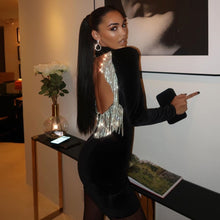Load image into Gallery viewer, Sexy Backless Diamond Tassel Velvet Dress