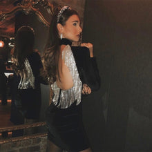 Load image into Gallery viewer, Sexy Backless Diamond Tassel Velvet Dress